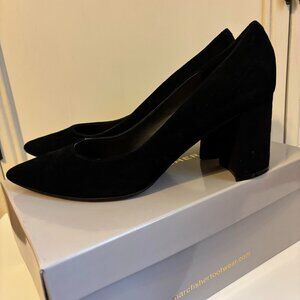 Marc Fisher Pointed Blk Suede Heels, Size 9 - Like New